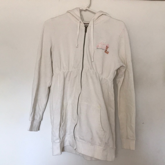White dress hoodie zip with pockets & hood size 1 - Picture 1 of 7